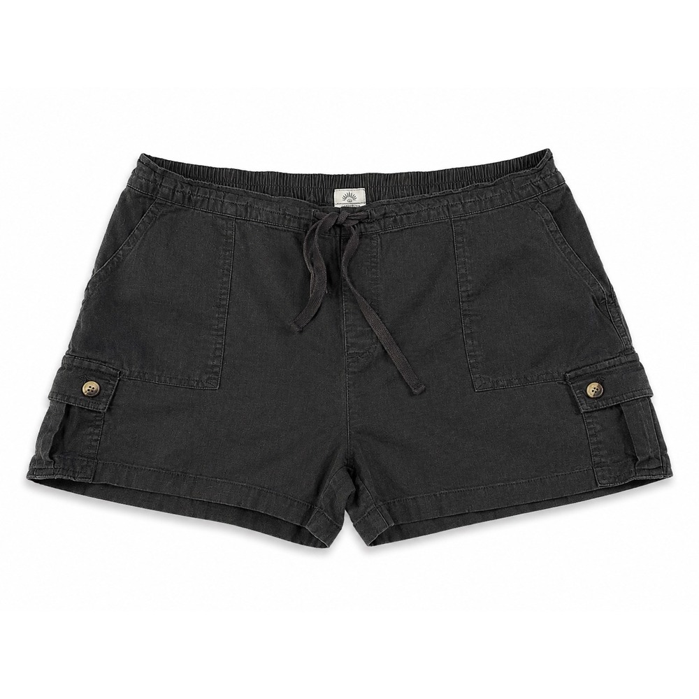 Susina Gray Linen Blend Cargo Shorts Womens Large Elastic Waist Drawstring